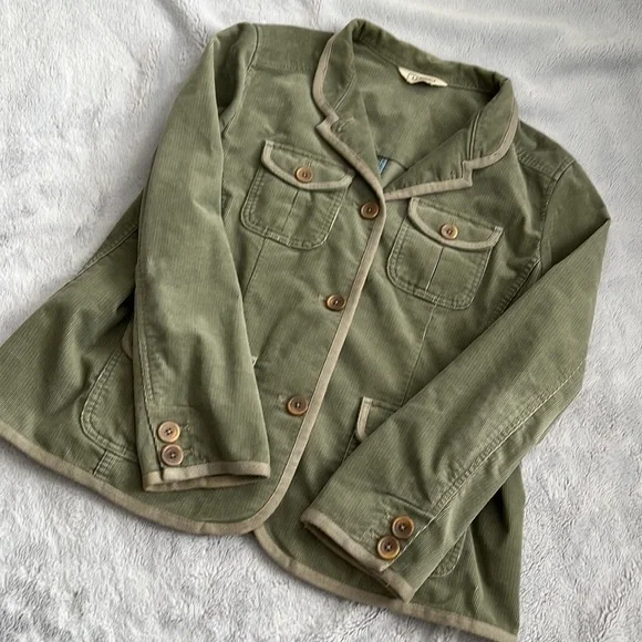 L.L. Bean Pinwheel Cordaroy Button Coat Khaki - Picture 6 of 6